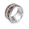 Women Stainless Steel, Aluminum, Stackable, Rotatable, and Interchangeable Rings-Rings-Innovato Design-Brown Silver-7-Innovato Design