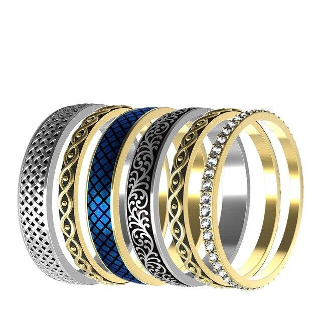 Women Stainless Steel, Aluminum, Stackable, Rotatable, and Interchangeable Rings-Rings-Innovato Design-Gold-11-Innovato Design