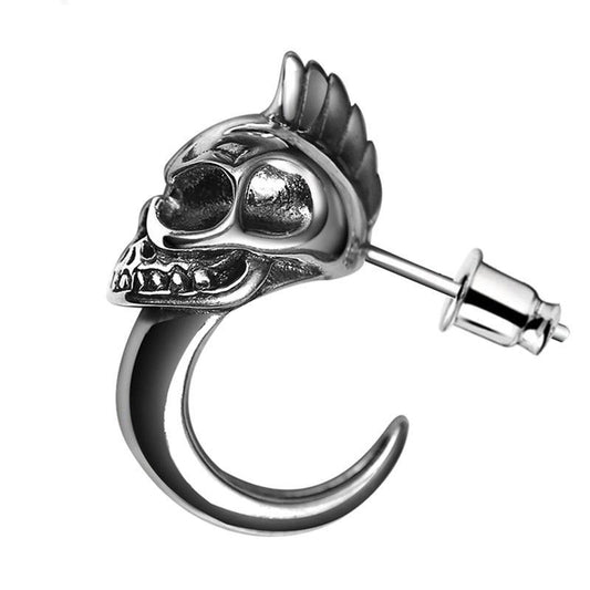 Silver Skull 925 Sterling Silver Vintage Punk Biker Stud Earring-Gothic Rings-Innovato Design-Double-Innovato Design