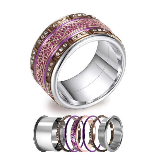 Women Stainless Steel, Aluminum, Stackable, Rotatable, and Interchangeable Ring-Rings-Innovato Design-6-Innovato Design