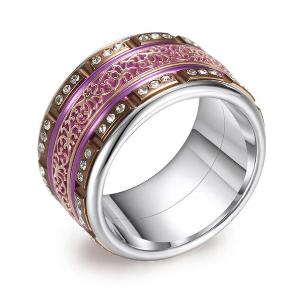 Women Stainless Steel, Aluminum, Stackable, Rotatable, and Interchangeable Ring