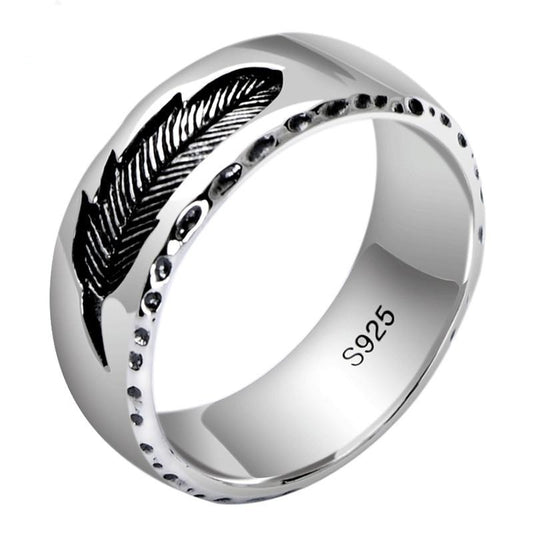 Feather 925 Sterling Silver Vintage Punk Rock Ring-Gothic Rings-Innovato Design-6.5-Innovato Design