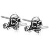 Skull Rose 925 Sterling Silver Vintage Steampunk Rock Biker Stud Earrings-Earrings-Innovato Design-Innovato Design