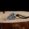 Chinese Mythical Animal Taotie with Artificial Turquoise Stone Inlay 925 Sterling Silver Biker Pendant Necklace-Gothic Necklaces-Innovato Design-Innovato Design