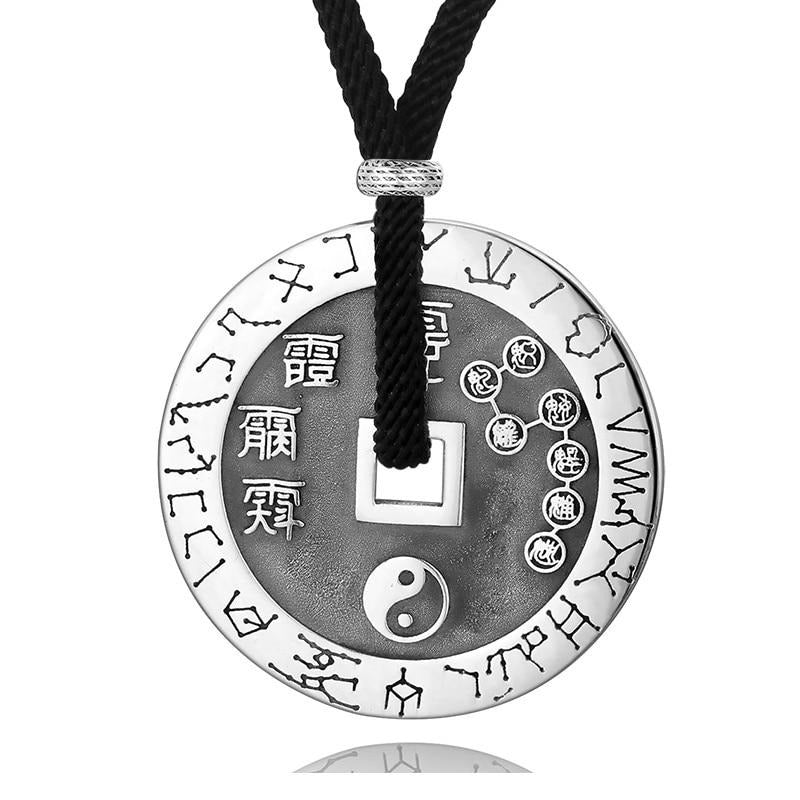 Round Big Dipper Tai Chi 925 Sterling Silver Handmade Vintage Punk Rock Pendant-Necklaces-Innovato Design-Innovato Design