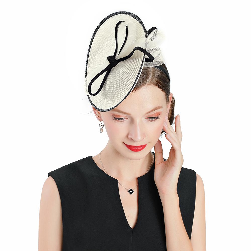 Vintage White Headband Pillbox Fascinator Hat with Bowknot-Hats-Innovato Design-Innovato Design