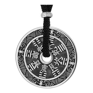 Buddha Religion Coin Bagua 925 Sterling Silver Vintage Biker Pendant Necklace-Necklaces-Innovato Design-Innovato Design