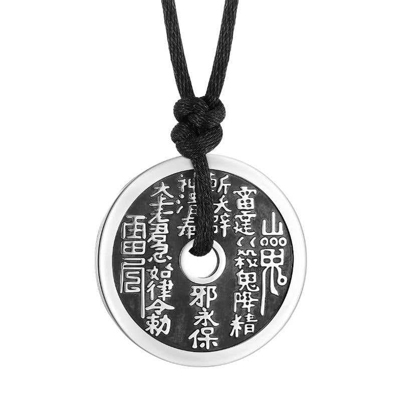 Round Chinese Coin 925 Sterling Silver Handmade Vintage Punk Rock Pendant-Gothic Necklaces-Innovato Design-Innovato Design