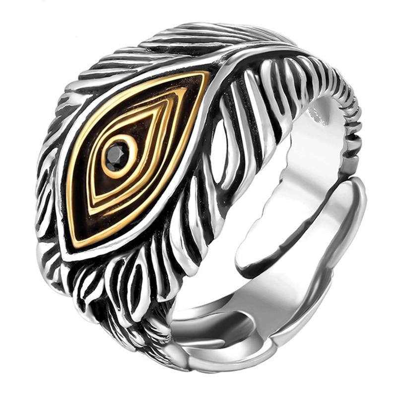 God's Eye Cubic Zirconia 925 Sterling Silver Adjustable Vintage Ring-Gothic Rings-Innovato Design-Resizable-Red-Innovato Design