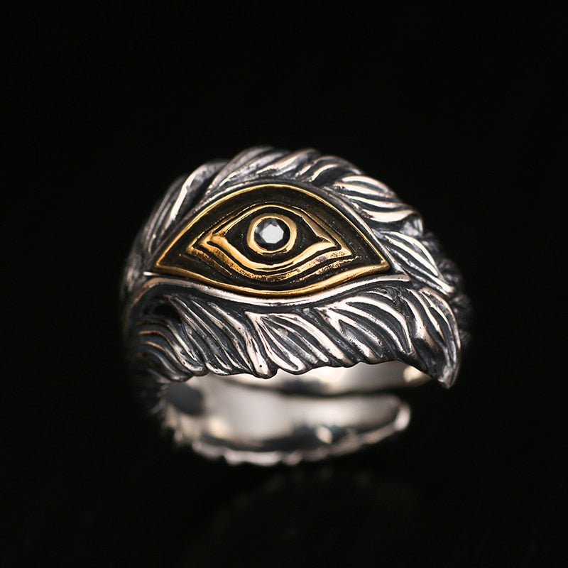 God's Eye Cubic Zirconia 925 Sterling Silver Adjustable Vintage Ring-Gothic Rings-Innovato Design-Resizable-Red-Innovato Design