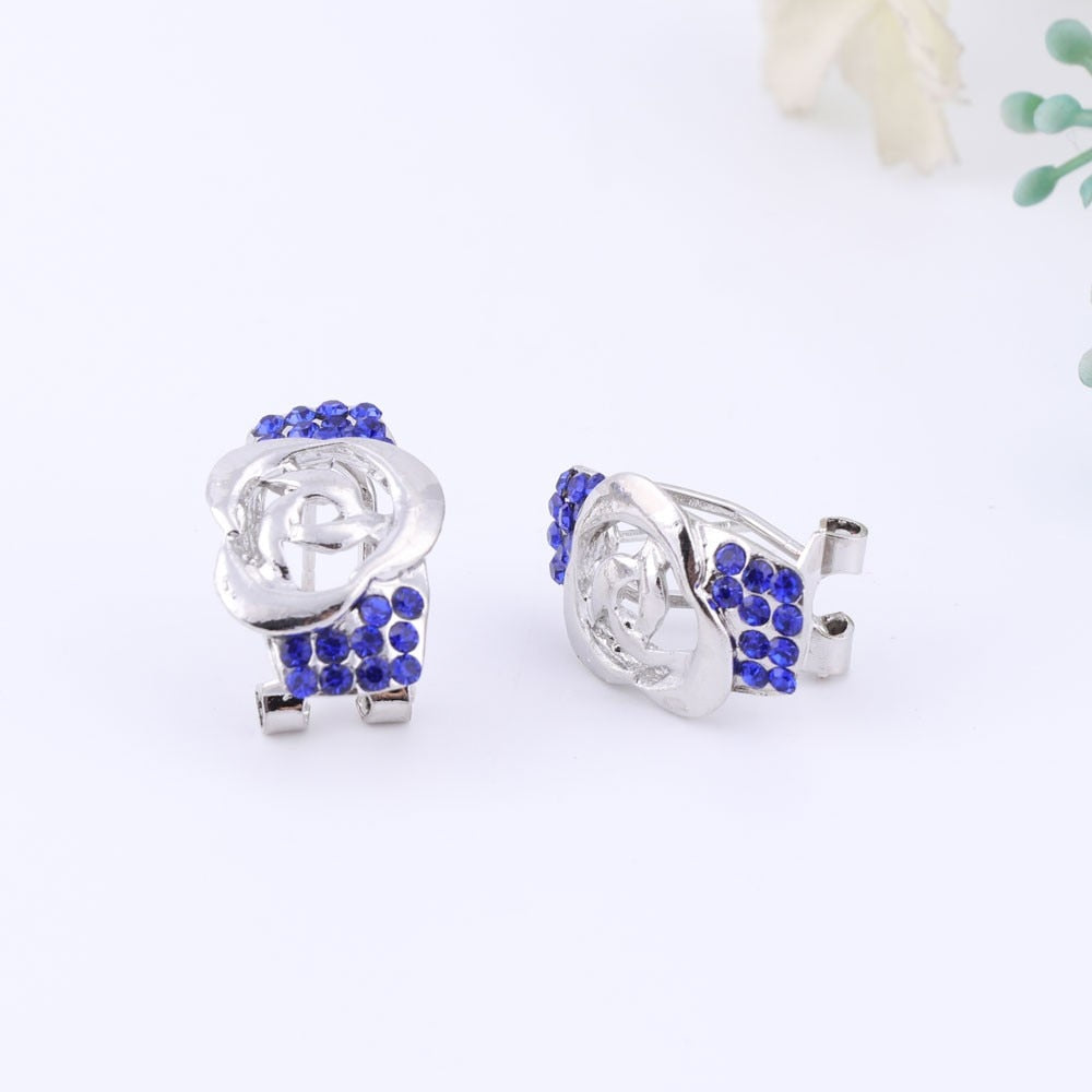 Austrian Blue Crystal Necklace, Bracelet, Earrings & Ring Wedding Statement Jewelry Set-Jewelry Sets-Innovato Design-Innovato Design