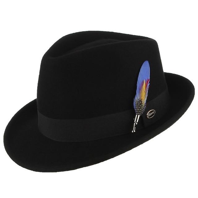 Wool Fedora Trilby Hat with Multicolored Feather on Black Hatband-Hats-Innovato Design-Purple-Innovato Design