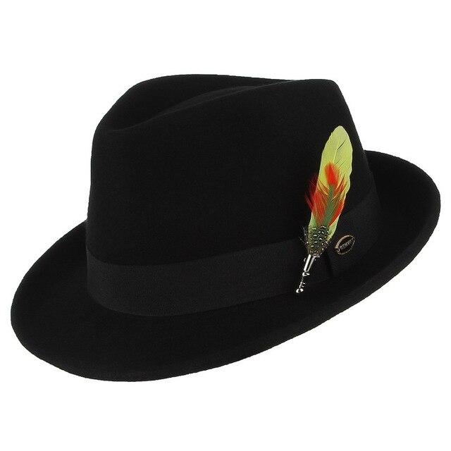 Wool Fedora Trilby Hat with Multicolored Feather on Black Hatband-Hats-Innovato Design-Yellow-Innovato Design