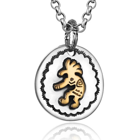 Gold-Plated Ethnic Indian Figure 925 Sterling Silver Fashion Pendant Necklace-Necklaces-Innovato Design-19.69in-Innovato Design