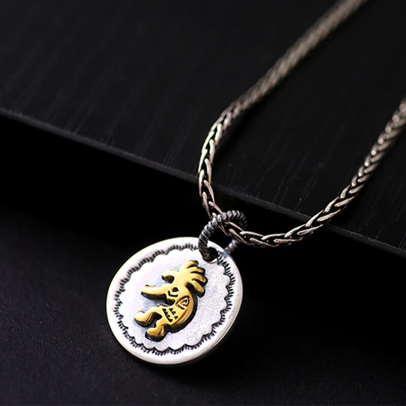 Gold-Plated Ethnic Indian Figure 925 Sterling Silver Fashion Pendant Necklace-Necklaces-Innovato Design-19.69in-Innovato Design