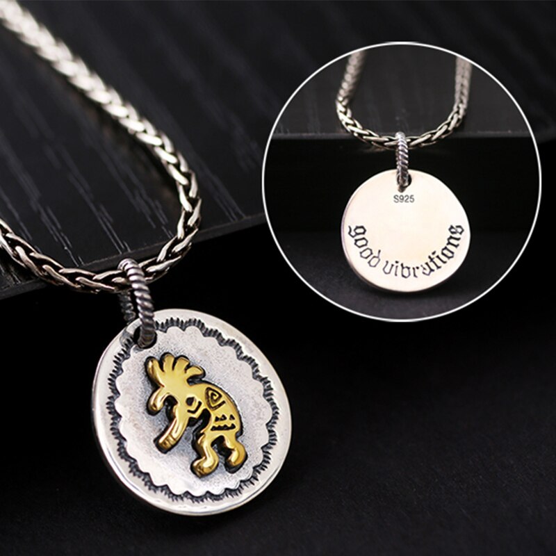 Gold-Plated Ethnic Indian Figure 925 Sterling Silver Fashion Pendant Necklace-Necklaces-Innovato Design-19.69in-Innovato Design