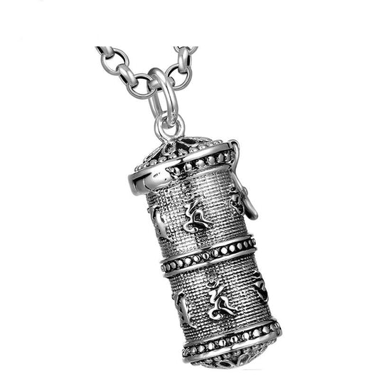 Six Words Mantra Rotatable Design 925 Sterling Silver Pendant Necklace-Gothic Necklaces-Innovato Design-19.69in-Innovato Design