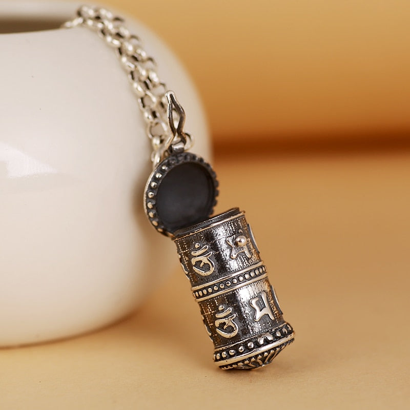 Six Words Mantra Rotatable Design 925 Sterling Silver Pendant Necklace-Gothic Necklaces-Innovato Design-19.69in-Innovato Design