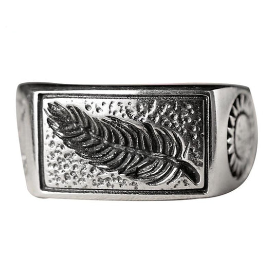 Engraved Leaf, Arrows and Sun 925 Sterling Silver Handmade Vintage Steampunk Biker Ring-Rings-Innovato Design-7-Innovato Design