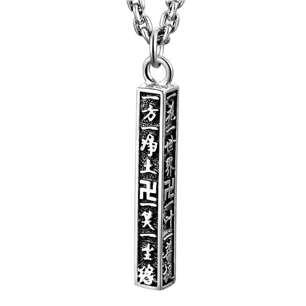 Six Words Mantra Cuboid 925 Sterling Silver Hip-hop Punk Pendant Necklace-Necklaces-Innovato Design-19.69in-Innovato Design