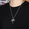Cubic Zirconia Gold/Silver-Plated Coconut Tree Hip-Hop Pendant Necklace