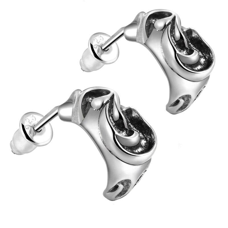 Ear Shape Design 925 Sterling Silver Vintage Punk Rock Biker Stud Earr ...