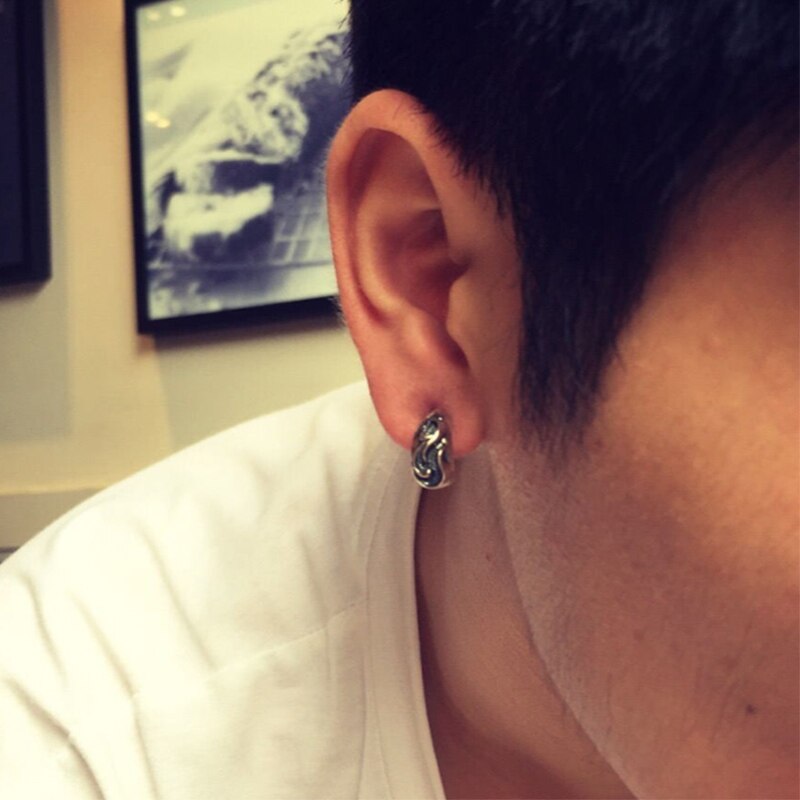 Ear Shape Design 925 Sterling Silver Vintage Punk Rock Biker Stud Earrings-Earrings-Innovato Design-Innovato Design