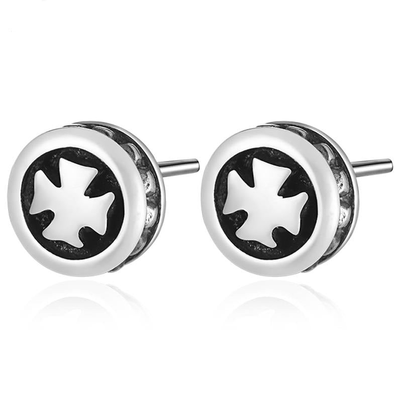 Cross 925 Sterling Silver Vintage Rock Korean Type Stud Earrings-Earrings-Innovato Design-Innovato Design