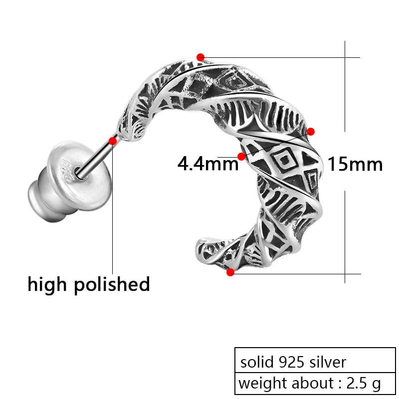 Moon 925 Sterling Silver Vintage Stud Earrings-Earrings-Innovato Design-Innovato Design