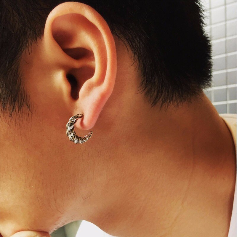 Moon 925 Sterling Silver Vintage Stud Earrings-Earrings-Innovato Design-Innovato Design