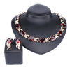 Gold-Plated and Silver-Plated Red Crystal Necklace, Bracelet, Earrings & Ring Wedding Jewelry Set