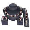 Gold-Plated and Silver-Plated Red Crystal Necklace, Bracelet, Earrings & Ring Wedding Jewelry Set