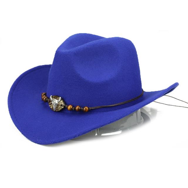 Bull Skull Themed Cowboy Hat with Rope Beaded Hat Band-Hats-Innovato Design-Black-Innovato Design