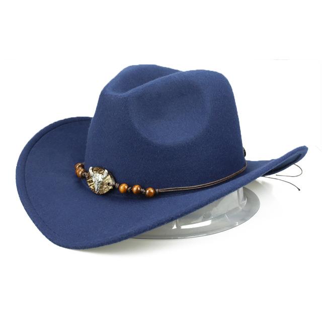 Bull Skull Themed Cowboy Hat with Rope Beaded Hat Band-Hats-Innovato Design-Black-Innovato Design