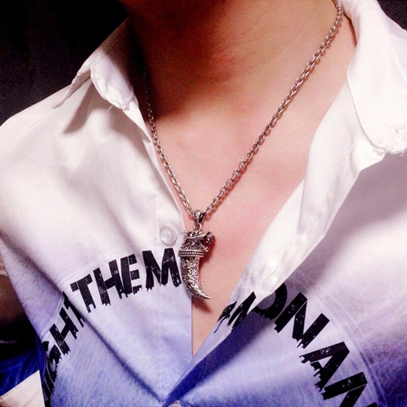 Gothic Dragon Head Biting Red Stone 925 Sterling Silver Vintage Steampunk Pendant-Necklaces-Innovato Design-19.69in-Innovato Design