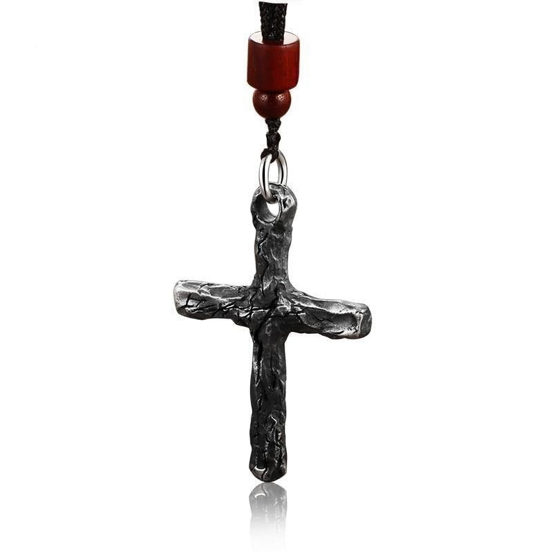 Crack Cross 925 Sterling Silver Vintage Punk Rock Biker Pendant Necklace-Gothic Necklaces-Innovato Design-1.57in-Innovato Design