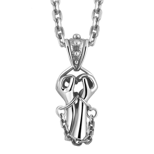 Chained Hands 925 Sterling Silver Pendant Necklace-Necklaces-Innovato Design-19.69in-Innovato Design