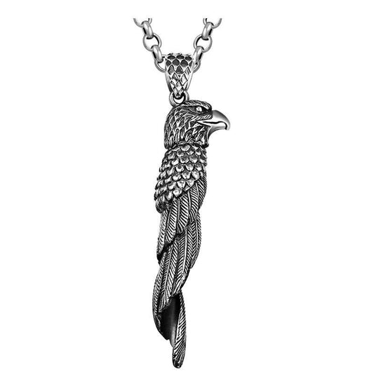 Black Eagle 925 Sterling Silver Vintage Punk Rock Biker Pendant Necklace-Necklaces-Innovato Design-Innovato Design