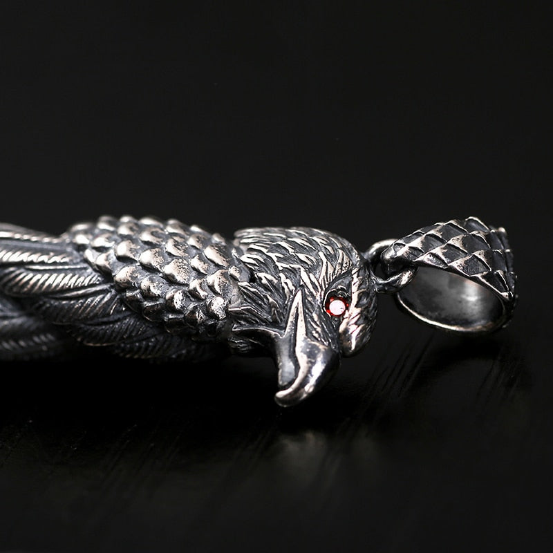 Black Eagle 925 Sterling Silver Vintage Punk Rock Biker Pendant Necklace-Necklaces-Innovato Design-Innovato Design