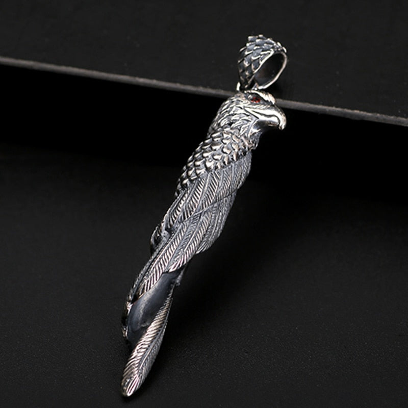 Black Eagle 925 Sterling Silver Vintage Punk Rock Biker Pendant Necklace-Necklaces-Innovato Design-Innovato Design