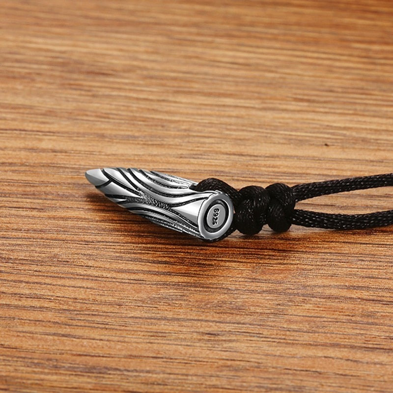 Bullet 925 Sterling Silver Vintage Hip-hop Rock Biker Pendant Necklace-Gothic Necklaces-Innovato Design-21.65in-Innovato Design