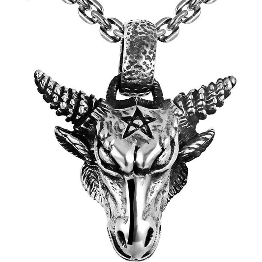 Gothic Bull 925 Sterling Silver Vintage Punk Biker Pendant Necklace-Necklaces-Innovato Design-21.65in-Innovato Design
