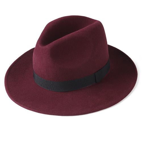 Wide Brim Vintage Australian Wool Felt Fedora Hat-Hats-Innovato Design-Red-M-Innovato Design