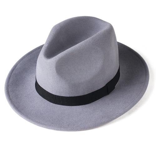 Wide Brim Vintage Australian Wool Felt Fedora Hat-Hats-Innovato Design-Gray-M-Innovato Design