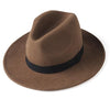 Wide Brim Vintage Australian Wool Felt Fedora Hat-Hats-Innovato Design-Light Brown-M-Innovato Design