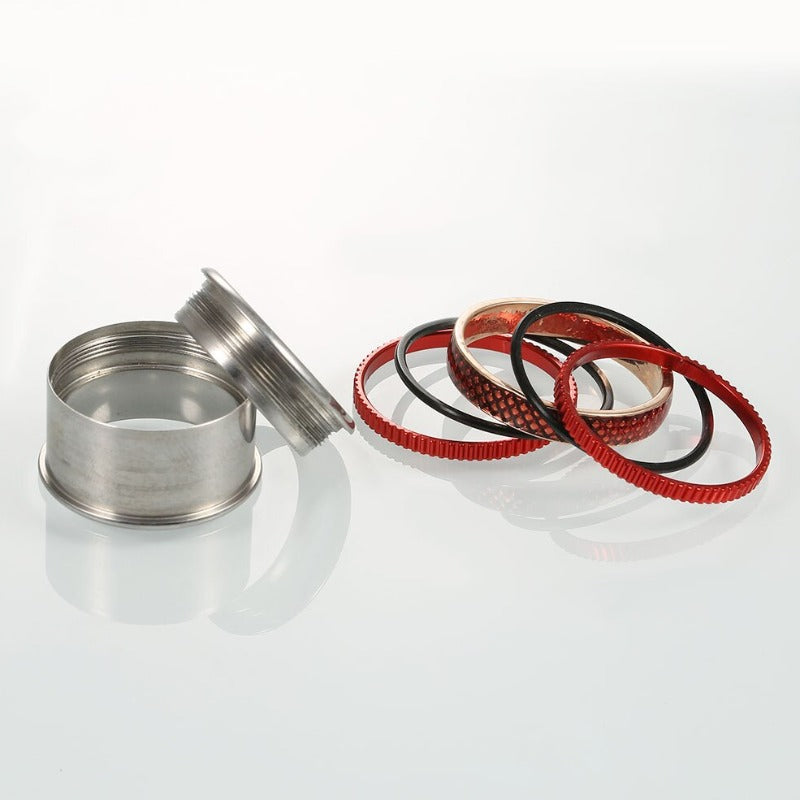 Gear and Crisscross Pattern Stainless Steel, Aluminum, Stackable, Rotatable, and Interchangeable Ring-Rings-Innovato Design-6-Innovato Design