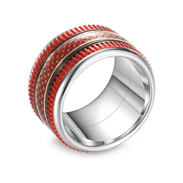 Gear and Crisscross Pattern Stainless Steel, Aluminum, Stackable, Rotatable, and Interchangeable Ring-Rings-Innovato Design-7-Innovato Design