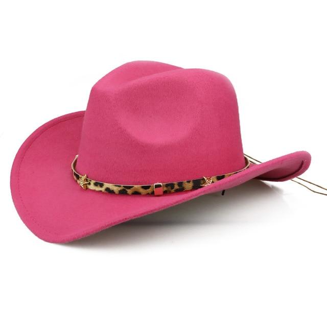 Wide Brim Safari-style Cowboy Hat with Leopard Band-Hats-Innovato Design-Rose-Innovato Design