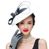 Vintage Hair Clip Black and White Pillbox Fascinator Hat with Bowknot-Hats-Innovato Design-Innovato Design