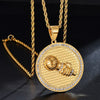 Rhinestone-Studded Microphone Bling Stainless Steel Hip-hop Pendant Necklace